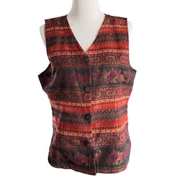 Vintage Christopher and Banks Bohemian Multi Texture Vest Size L - Picture 1 of 11